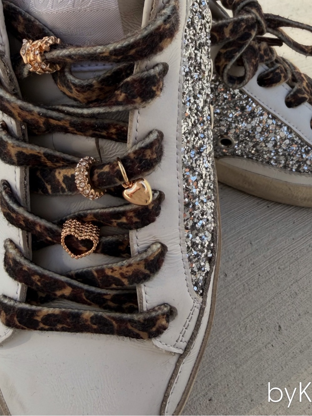 Bundle of 3 Gold Heart Shoelace Charms